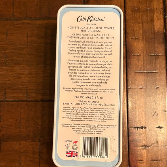 Cath Kidston Honeysuckle & Cornflowers Hand Cream in Decorative Tin - Picture 4 of 5